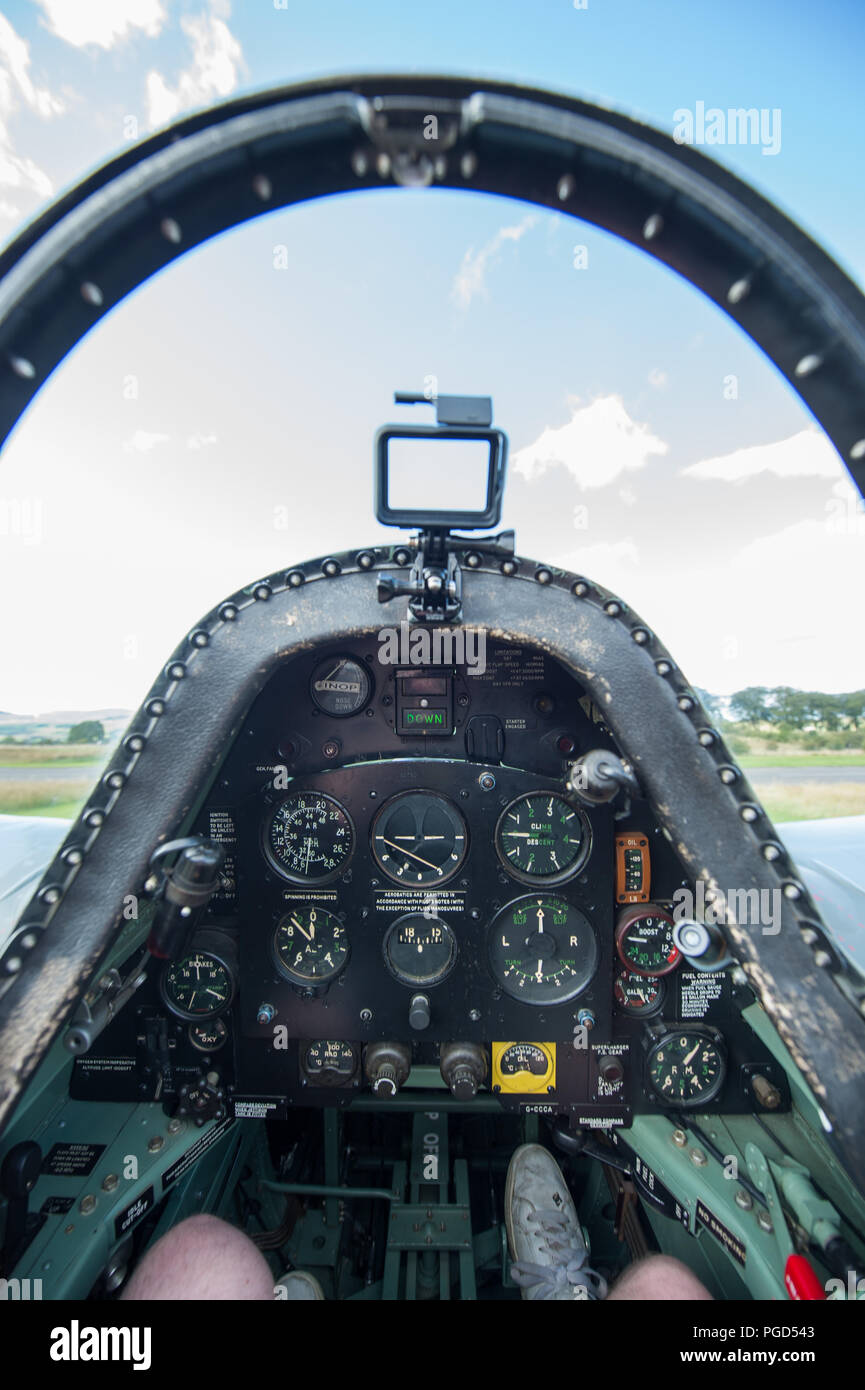 Cumbernauld, Ecosse, Royaume-Uni. 25 août 2018. Vols spéciaux à l'aéroport de Cumbernauld Spitfire, Cumbernauld, Écosse, Royaume-Uni - 25 août 2018 Crédit : Colin Fisher/Alamy Live News Banque D'Images