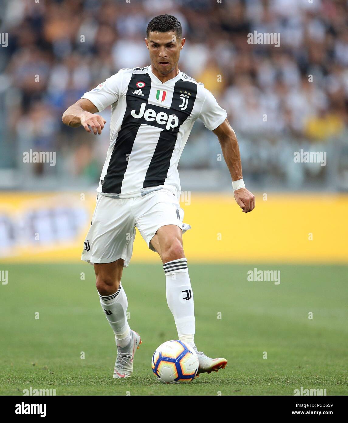 Turin, Italie. 25 Aug, 2018. firo : 25.08.2018, Football, International, SERIE A, saison 2018/2019, saison 2018/2019, SERIE A, 2. Journée Juventus - Lazio Cristiano Ronaldo, simple action | Conditions de crédit dans le monde entier : dpa/Alamy Live News Banque D'Images Turin, Italie. 25 Aug, 2018. firo : 25.08.2018, Football, International, SERIE A, saison 2018/2019, saison 2018/2019, SERIE A, 2. Journée Juventus - Lazio Cristiano Ronaldo, simple action | Conditions de crédit dans le monde entier : dpa/Alamy Live News Banque D'Images