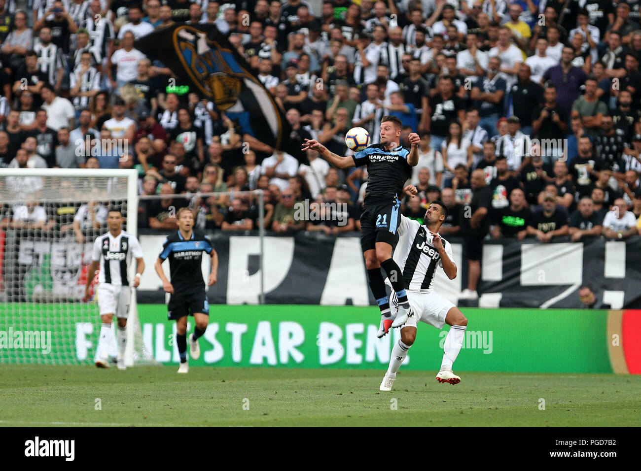 Torino, Italie. 25 août, 2018. Sergej Milinkovic-Savic de SS Lazio en action au cours de la série d'un match de football entre la Juventus et SS Lazio. Crédit : Marco Canoniero / Alamy Live News . Crédit : Marco Canoniero/Alamy Live News Banque D'Images