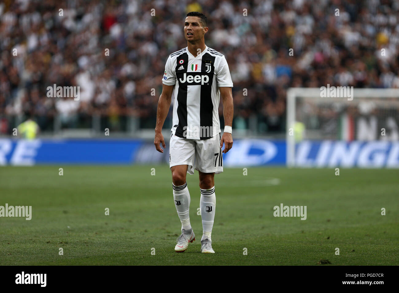 Torino, Italie. 25 août, 2018. Cristiano Ronaldo de la Juventus FC au cours de la série d'un match de football entre la Juventus et SS Lazio. Crédit : Marco Canoniero / Alamy Live News Crédit : Marco Canoniero/Alamy Live News Banque D'Images Torino, Italie. 25 août, 2018. Cristiano Ronaldo de la Juventus FC au cours de la série d'un match de football entre la Juventus et SS Lazio. Crédit : Marco Canoniero / Alamy Live News Crédit : Marco Canoniero/Alamy Live News Banque D'Images