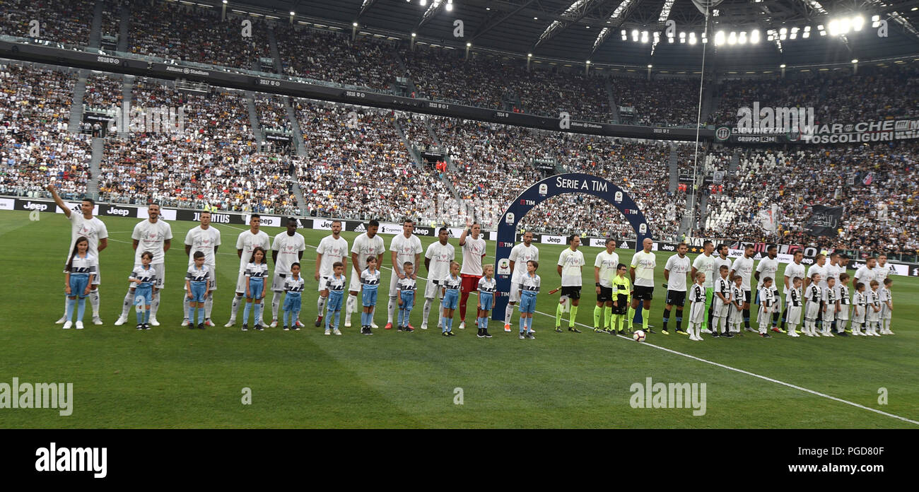 Turin, Italie. Août 25, 2018. Équipes au cours de la serie d'un match de football entre la Juventus et SS Lazio de Allianz Stadium le 25 août 2018 à Turin, Italie. Crédit : Antonio Polia/Alamy Live News Banque D'Images