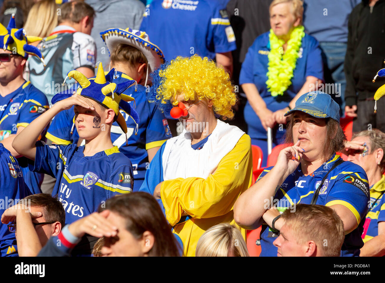 Londres, Royaume-Uni. Août 25, 2018. Samedi 25 août 2018 - La 117e édition de la Coupe du Défi de Ladbrokes finale de ligue de rugby au stade de Wembley entre Warrington Wolves (le fil) et les Dragons catalans. Les deux équipes jouent dans la Super League Crédit : John Hopkins/Alamy Live News Banque D'Images