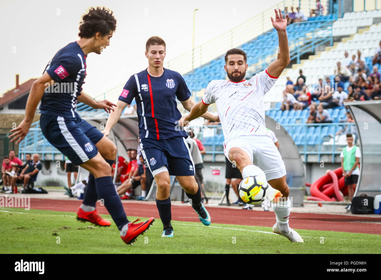 Zagreb, Croatie - Août 25th, 2018 : le premier croate Hrvatski Telekom ligue de football, match de football entre Hnk Gorica et ) sur le stade de Gorica. Lukasz Zwolinski en action. Credit : Goran Jakuš/Alamy Live News Banque D'Images