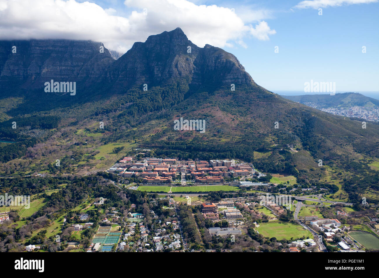Vue aérienne de l'Université de Cape Town. L'Afrique du Sud. Banque D'Images