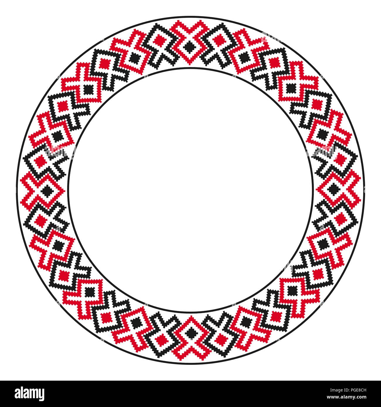 Broderie ronde traditionnelle. Vector illustration de ronde ethnique motif brodé géométrique pour votre conception Illustration de Vecteur