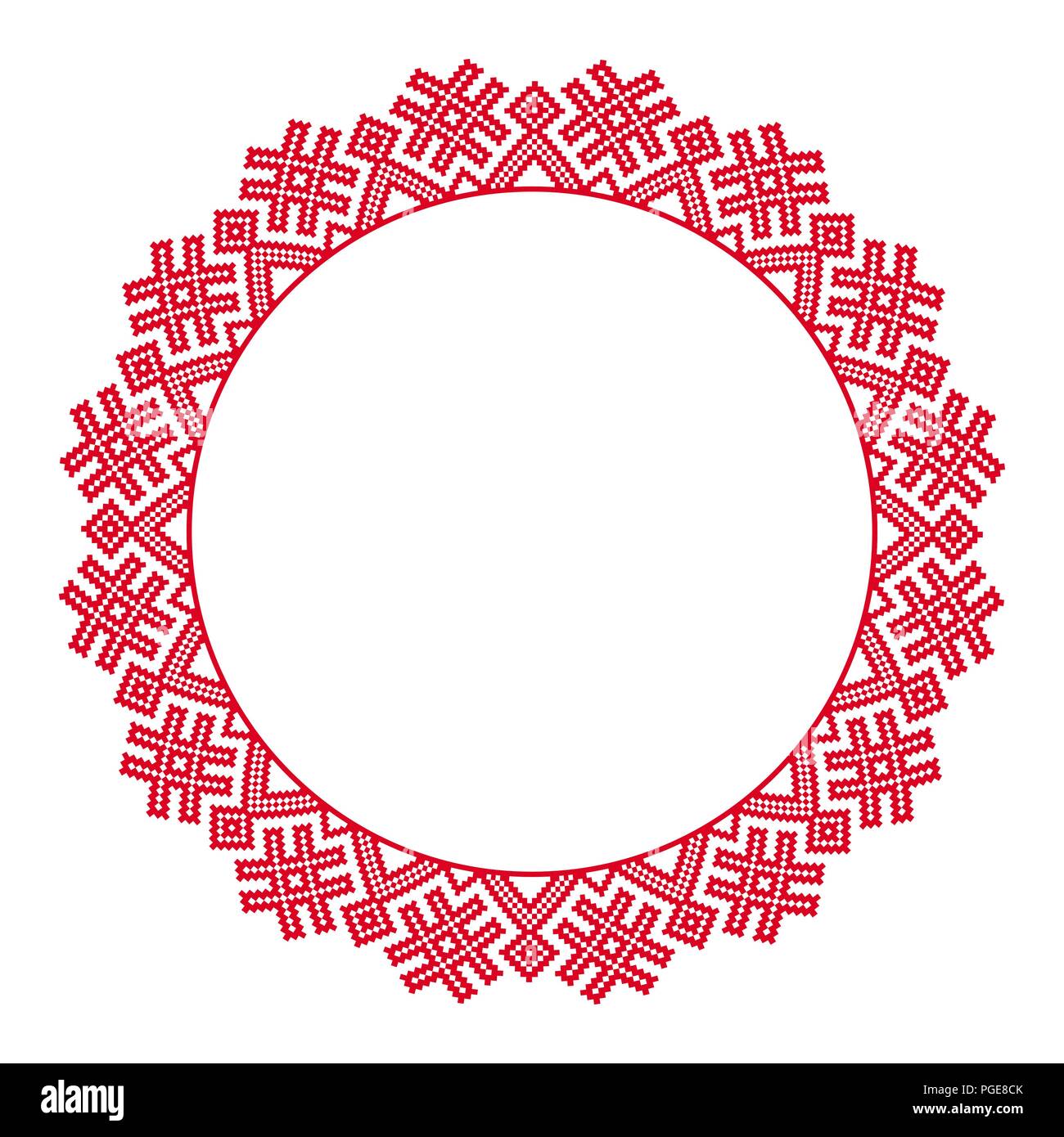 Broderie ronde traditionnelle. Vector illustration de ronde ethnique motif brodé géométrique pour votre conception Illustration de Vecteur
