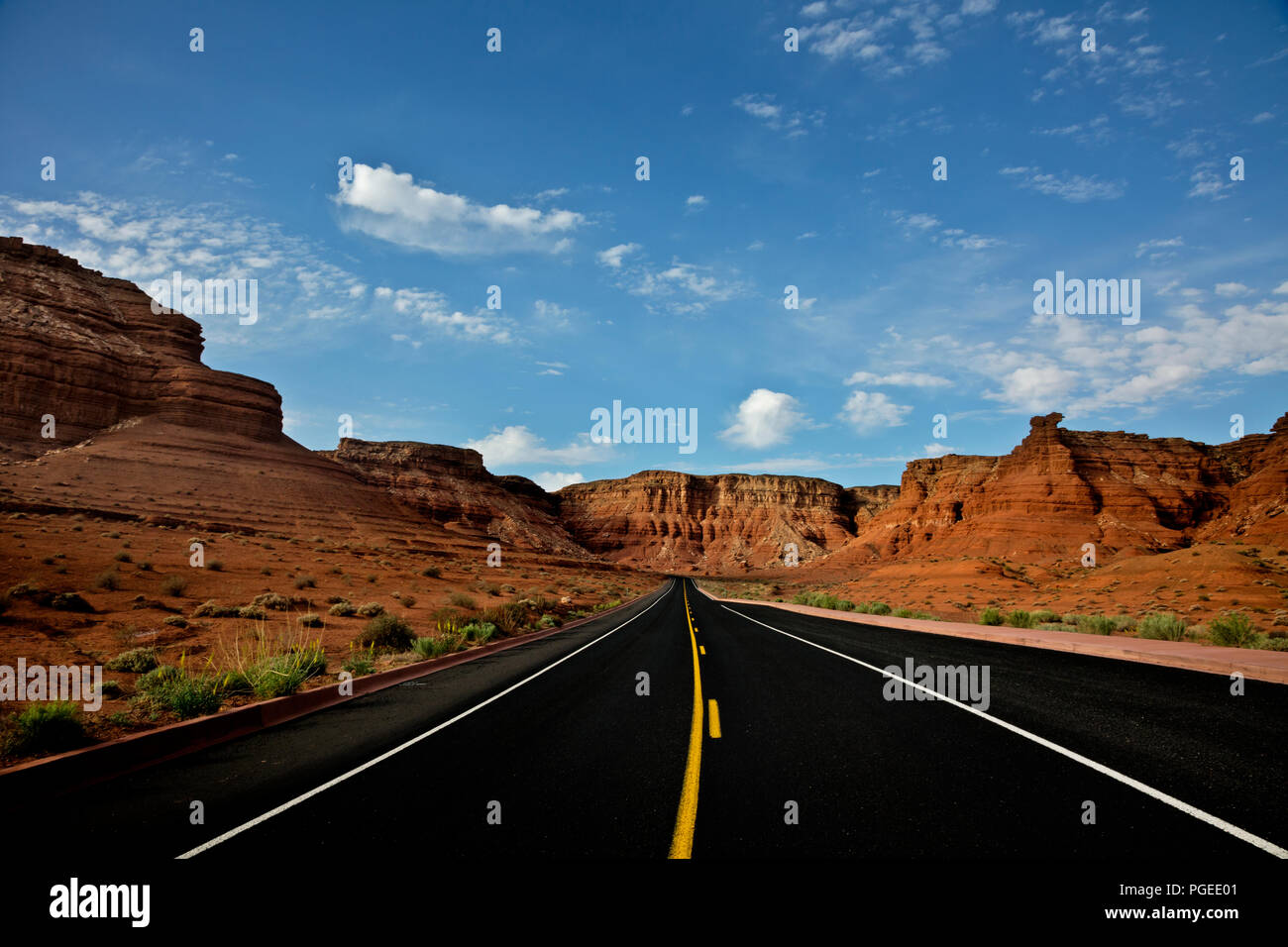 AZ00364-00...ARIZONA - l'Lee's Ferry Road coupant à travers les falaises Vermilion à Glen Canyon National Recreation Area. Banque D'Images