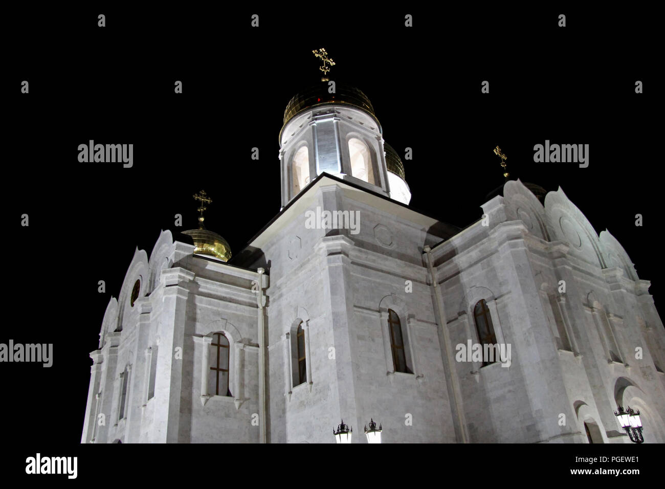 La Cathédrale de Christ le Sauveur à Pyatigorsk, Caucase du Nord, la Russie dans la soirée Banque D'Images
