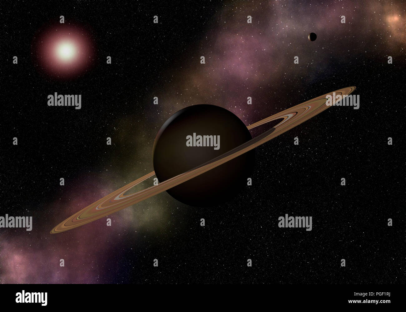 Planète Saturne. L'exploration de l'espace. 3D Illustration. Banque D'Images