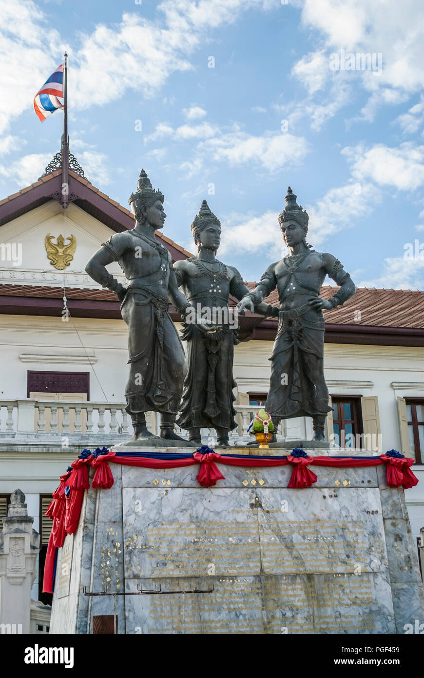 Monument aux trois rois, Chiang Mai, Thaïlande Banque D'Images