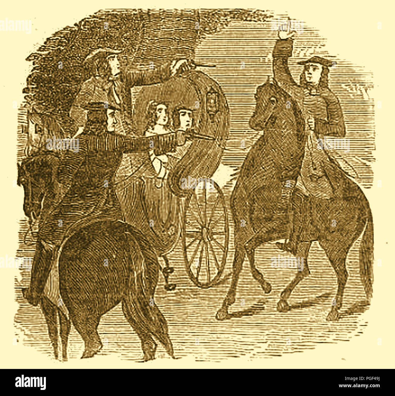 John 'Sixteen String Jack' Rann (1750 à 1774),Anglais pickpocket, et pénale générale 379 sur la photo capturée alors que dans le processus de déshabiller le chariot de la princesse Amelia (de 'La vie sur la route", ou : "Claude, Turpin, et Jack' publié 1800) Il a été essayé par Sir John Fielding, reconnu coupable et exécuté à Tyburn Banque D'Images
