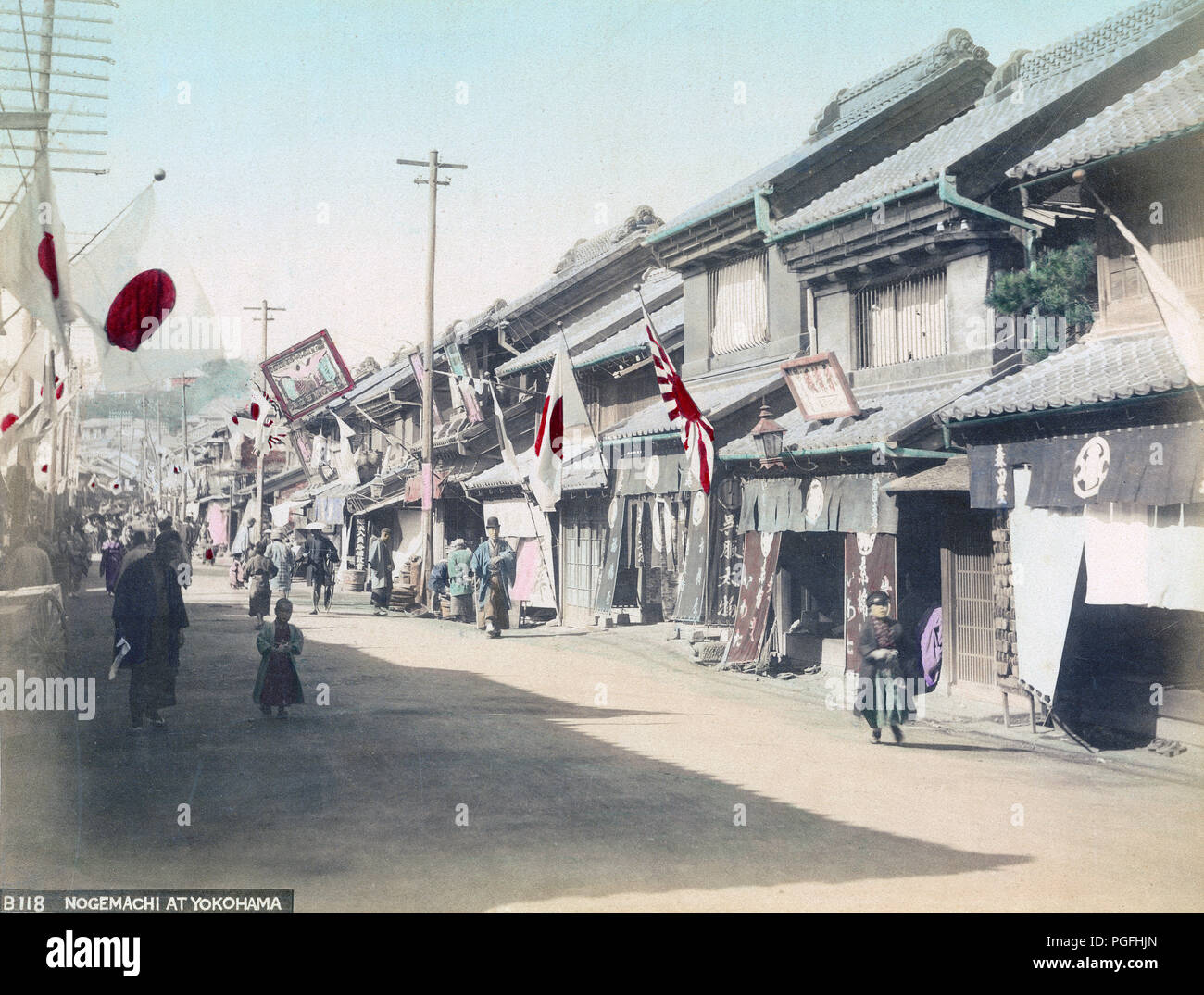 [ Ch. 1890 ] Japon - Yokohama - Nogemachi, Yokohama. 19e siècle vintage albumen photo. Banque D'Images