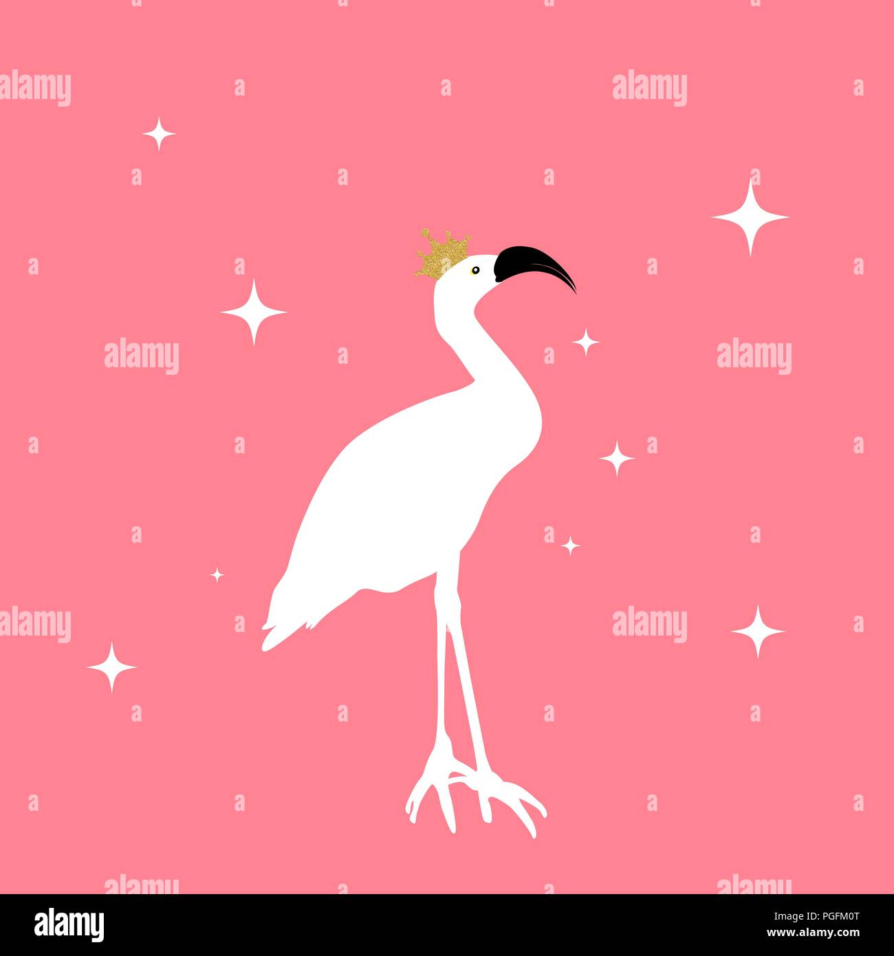 Silhouette de belles illustrations vecteur couleur de flamants dans la couronne Illustration de Vecteur