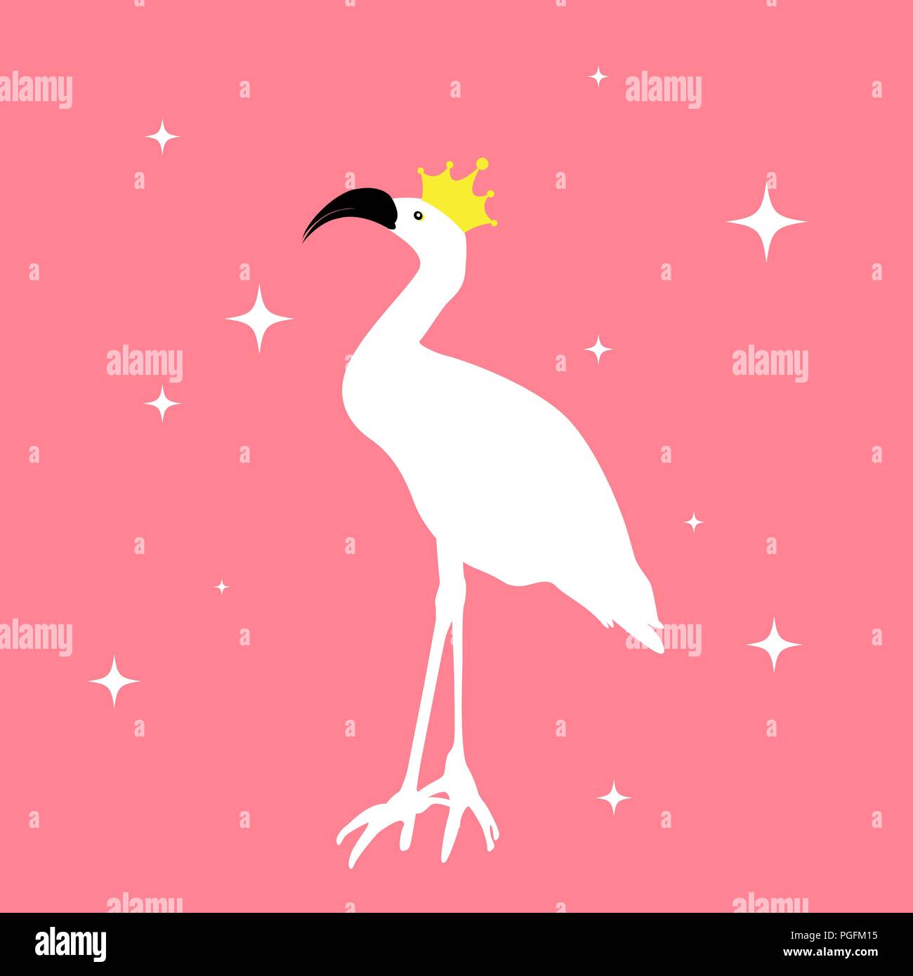 Silhouette de belles illustrations vecteur couleur de flamants dans la couronne Illustration de Vecteur