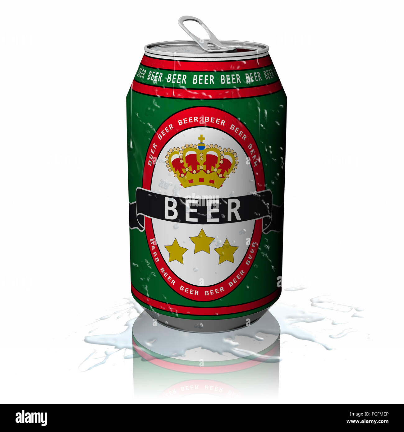 3D illustration. Peut ouvrir la bière isolé sur fond blanc. Banque D'Images