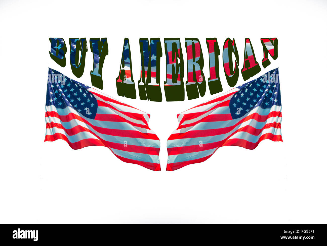 Pour buy American made in USA logo concept patriotique. Banque D'Images