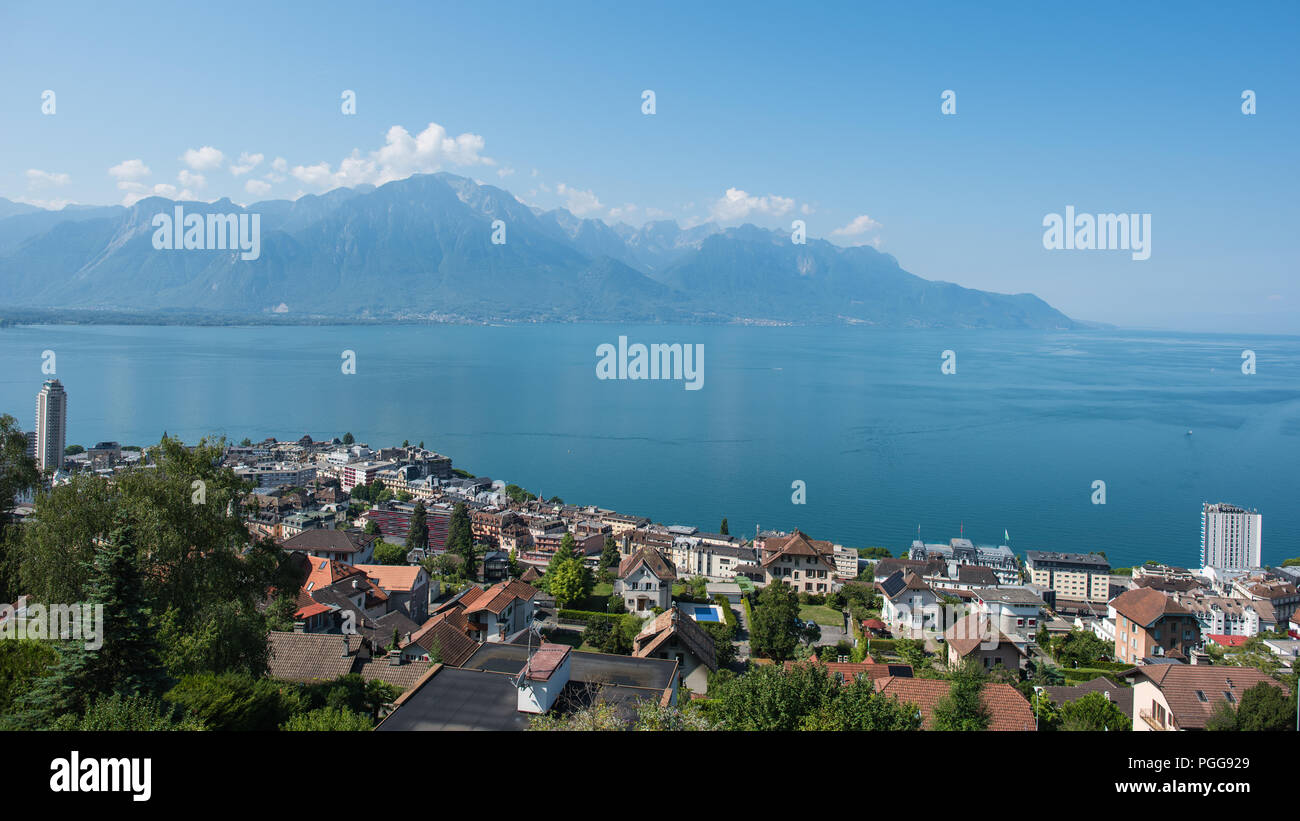 Montreux Suisse et le lac de Genève Banque D'Images