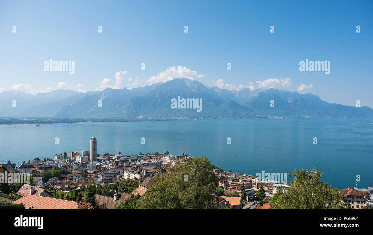 Montreux Suisse et le lac de Genève Banque D'Images