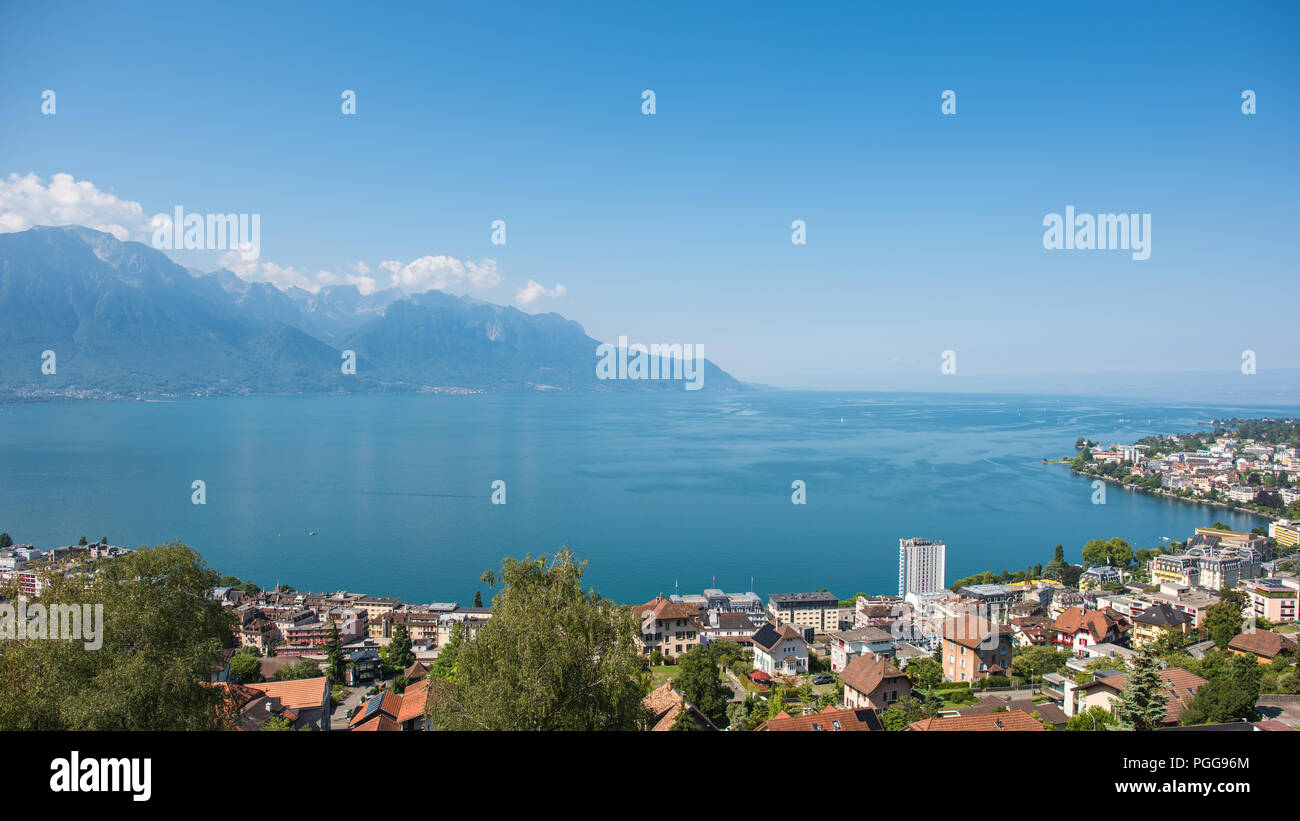 Montreux Suisse et le lac de Genève Banque D'Images