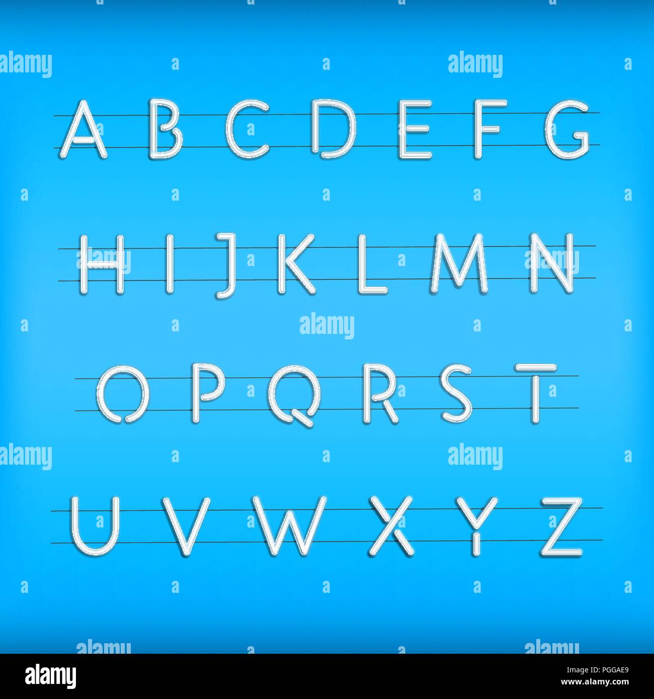 Alphabet au néon. Lettres d'un brillant Illustration de Vecteur