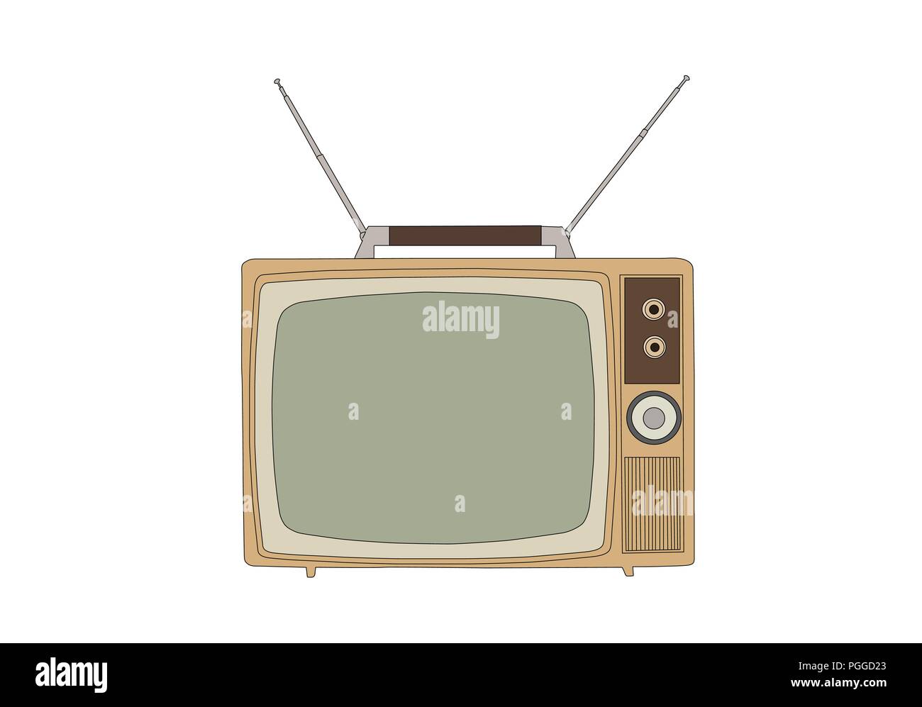 Retro Vintage 1960 television isolé sur blanc illustration. Illustration de Vecteur