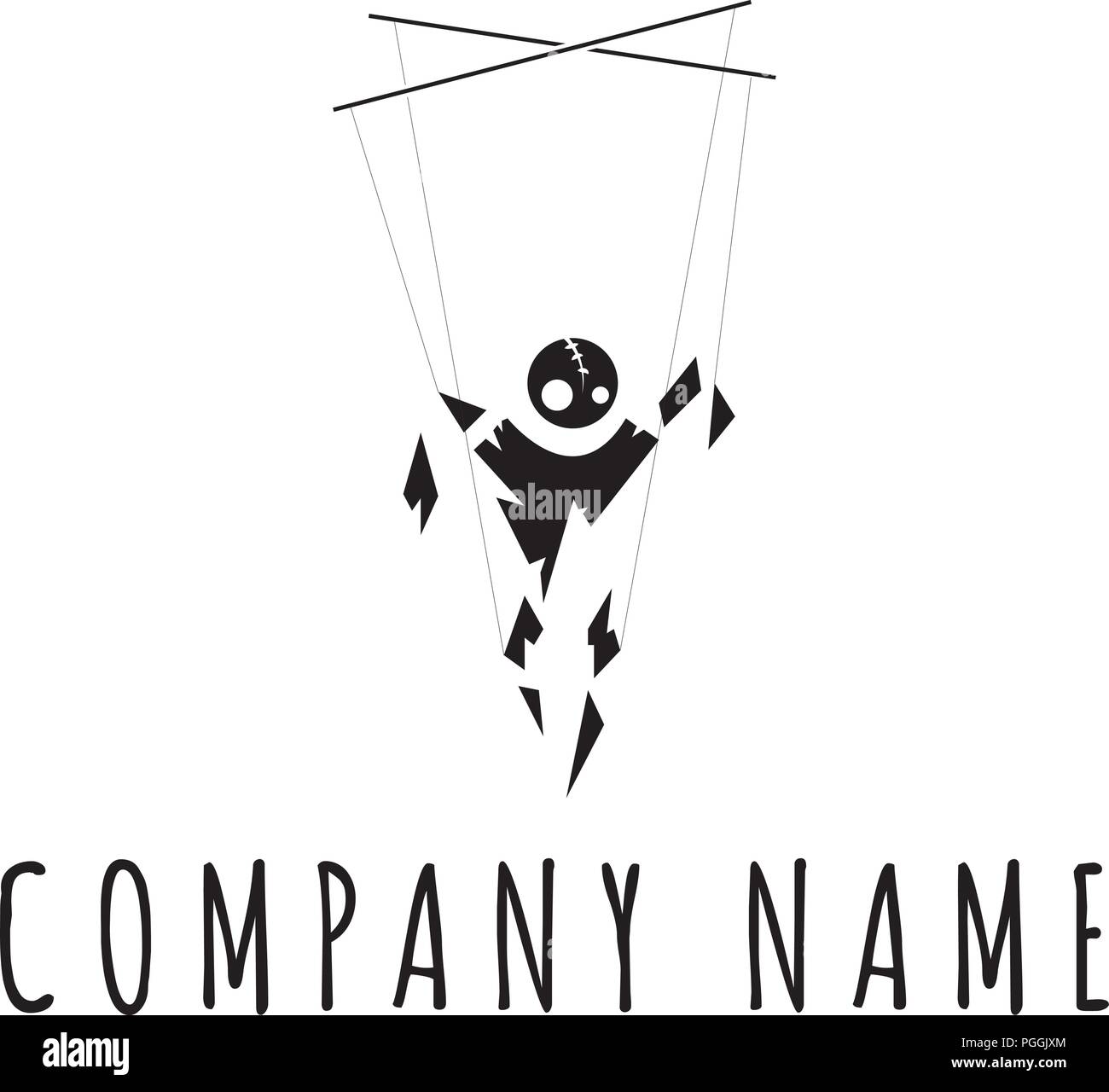 Marionnette noire logo vector droit Illustration de Vecteur