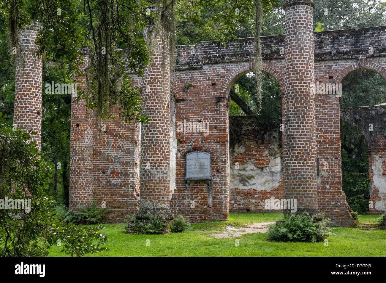Ruines de l'église de Sheldon le comté de Beaufort en Caroline du Sud États-unis - brûlés par le général Sherman - Guerre civile - et le général Prevost - Guerre révolutionnaire Banque D'Images