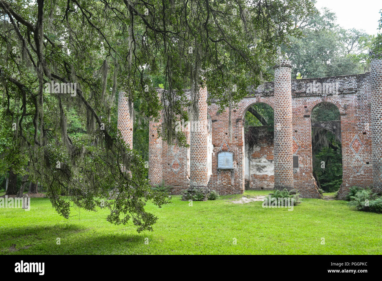 Ruines de l'église de Sheldon le comté de Beaufort en Caroline du Sud États-unis - brûlés par le général Sherman - Guerre civile - et le général Prevost - Guerre révolutionnaire Banque D'Images