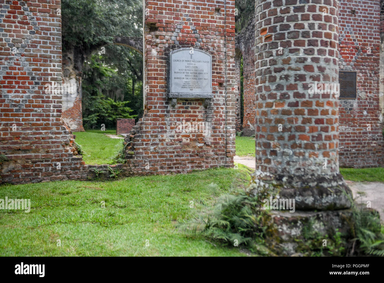 Ruines de l'église de Sheldon le comté de Beaufort en Caroline du Sud États-unis - brûlés par le général Sherman - Guerre civile - et le général Prevost - Guerre révolutionnaire Banque D'Images