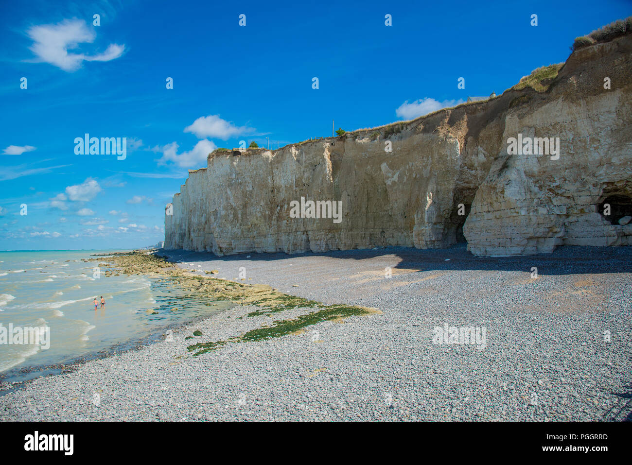 Falaises de la côte à Criel sur Mer en Normandie, France Banque D'Images