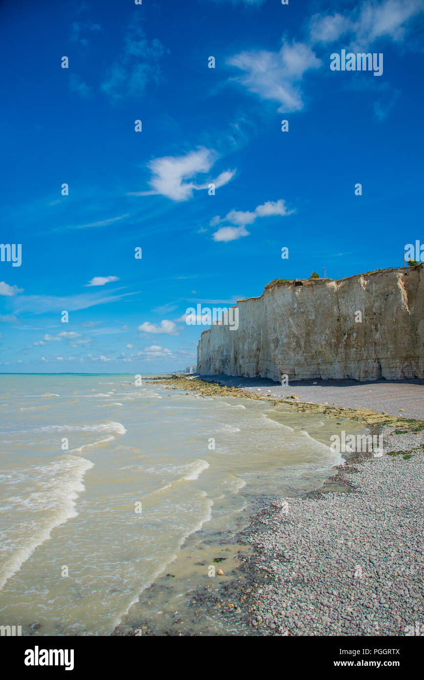 Falaises de la côte à Criel sur Mer en Normandie, France Banque D'Images