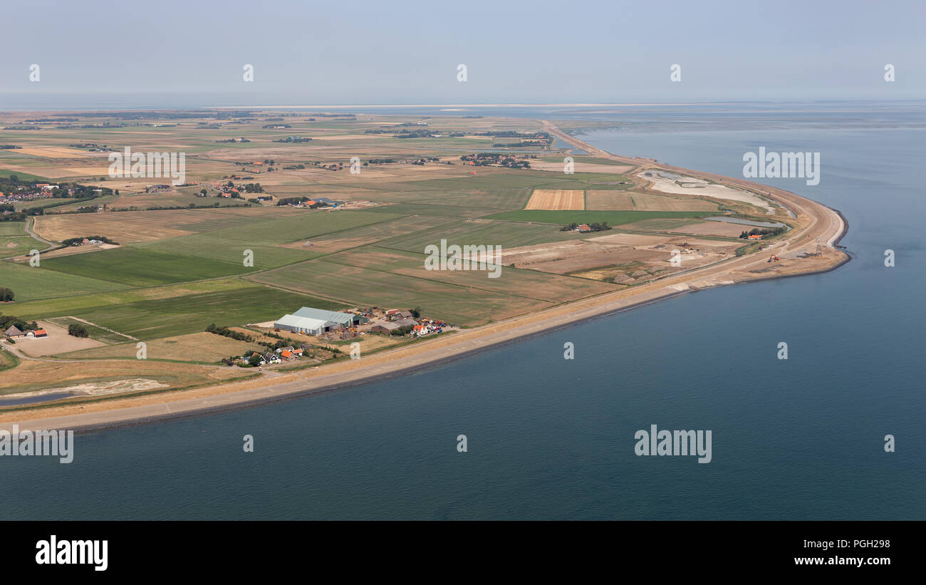 Vue aérienne du côté est de l'île néerlandaise de la mer des Wadden Texel en Banque D'Images