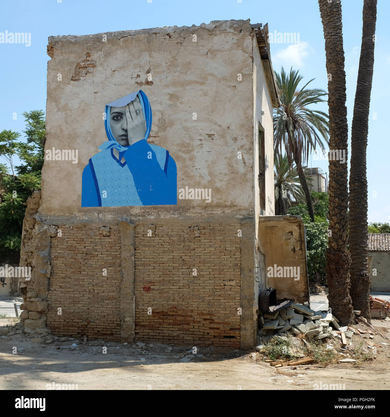 L'art de mur sur la ligne verte, Nicosie, Chypre. Banque D'Images