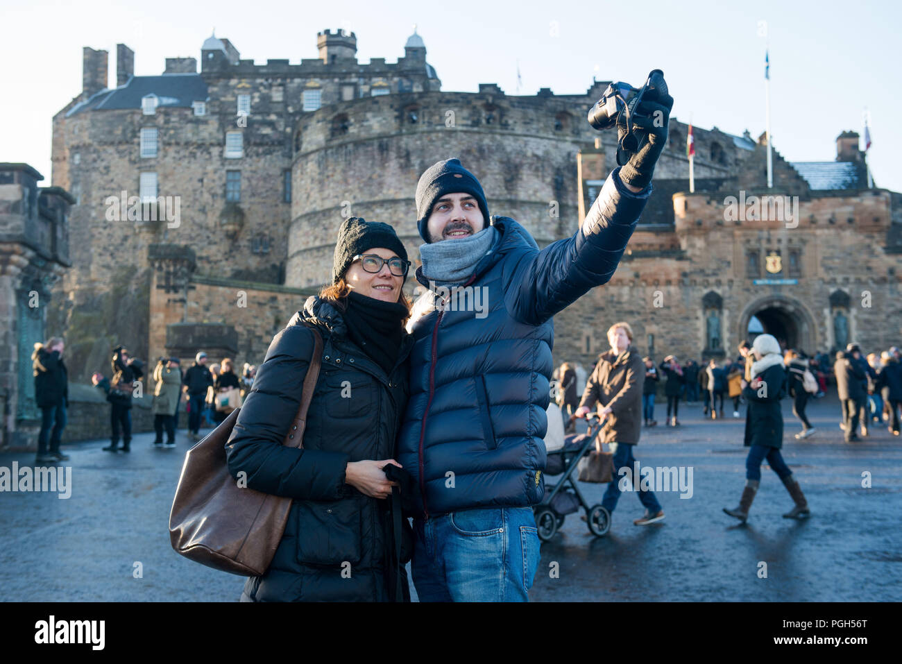 Général coups de touristes à l'esplanade du château d'Édimbourg pour histoire sur le nombre de visiteurs, le tourisme Banque D'Images