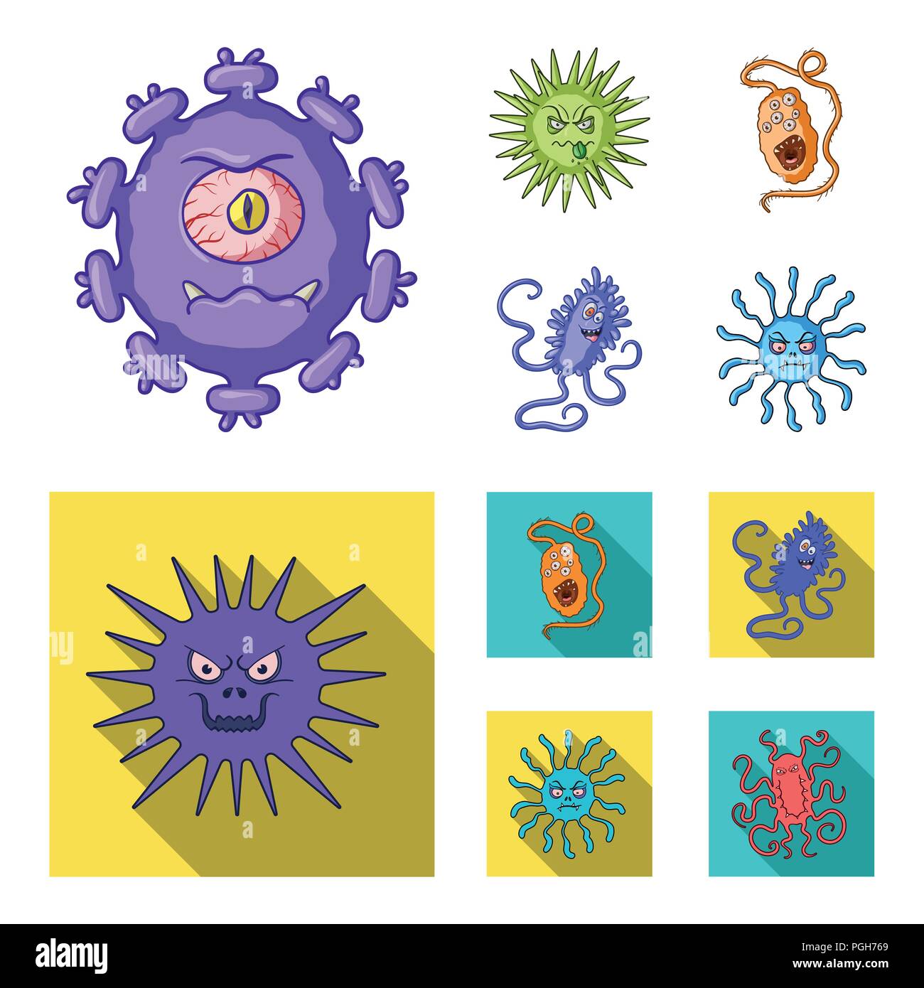 Différents types de microbes et virus. Les virus et les bactéries ...