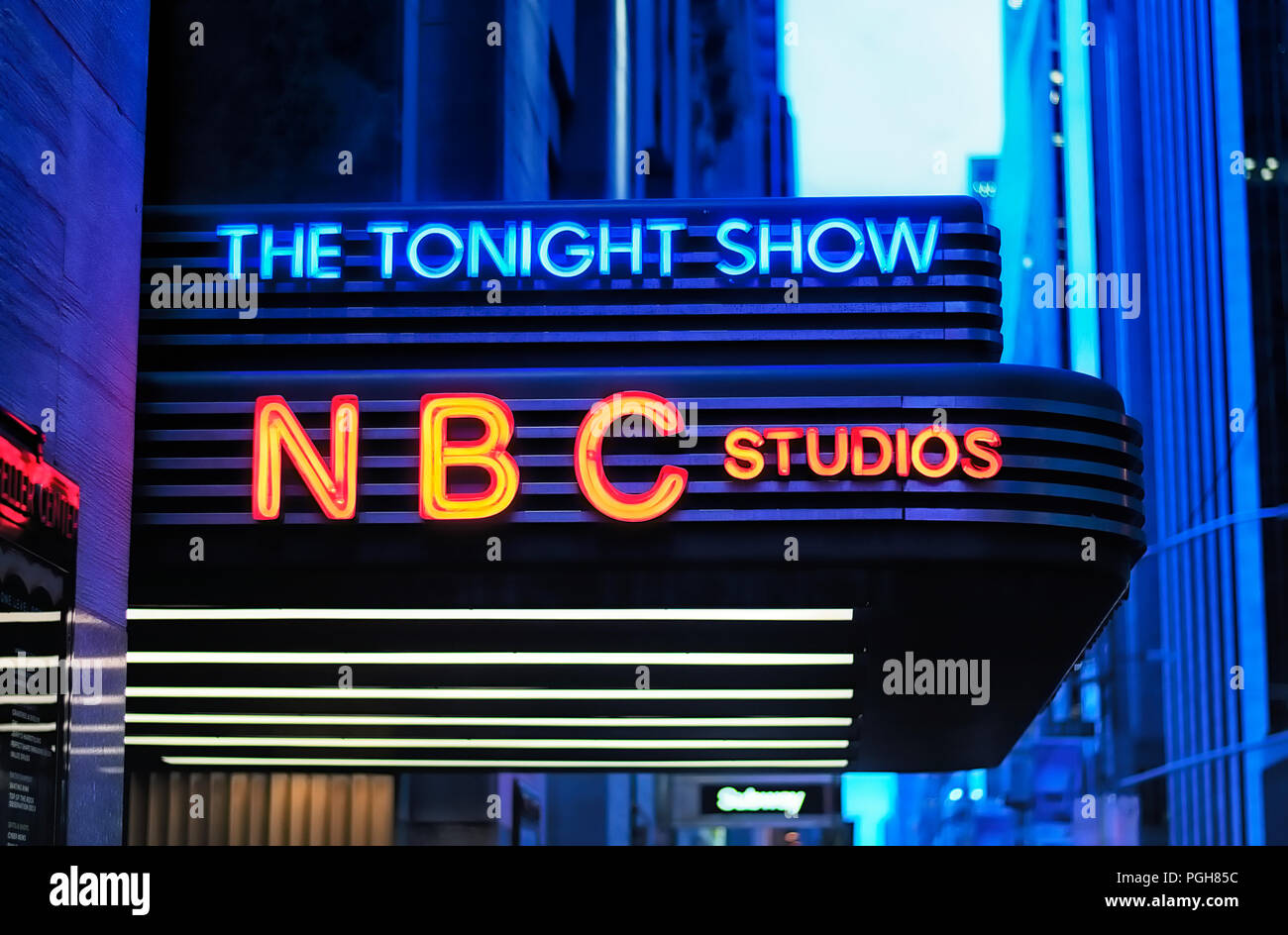 Le célèbre tonight show signe à NBC Studios à Manhattan New York Ville. Banque D'Images
