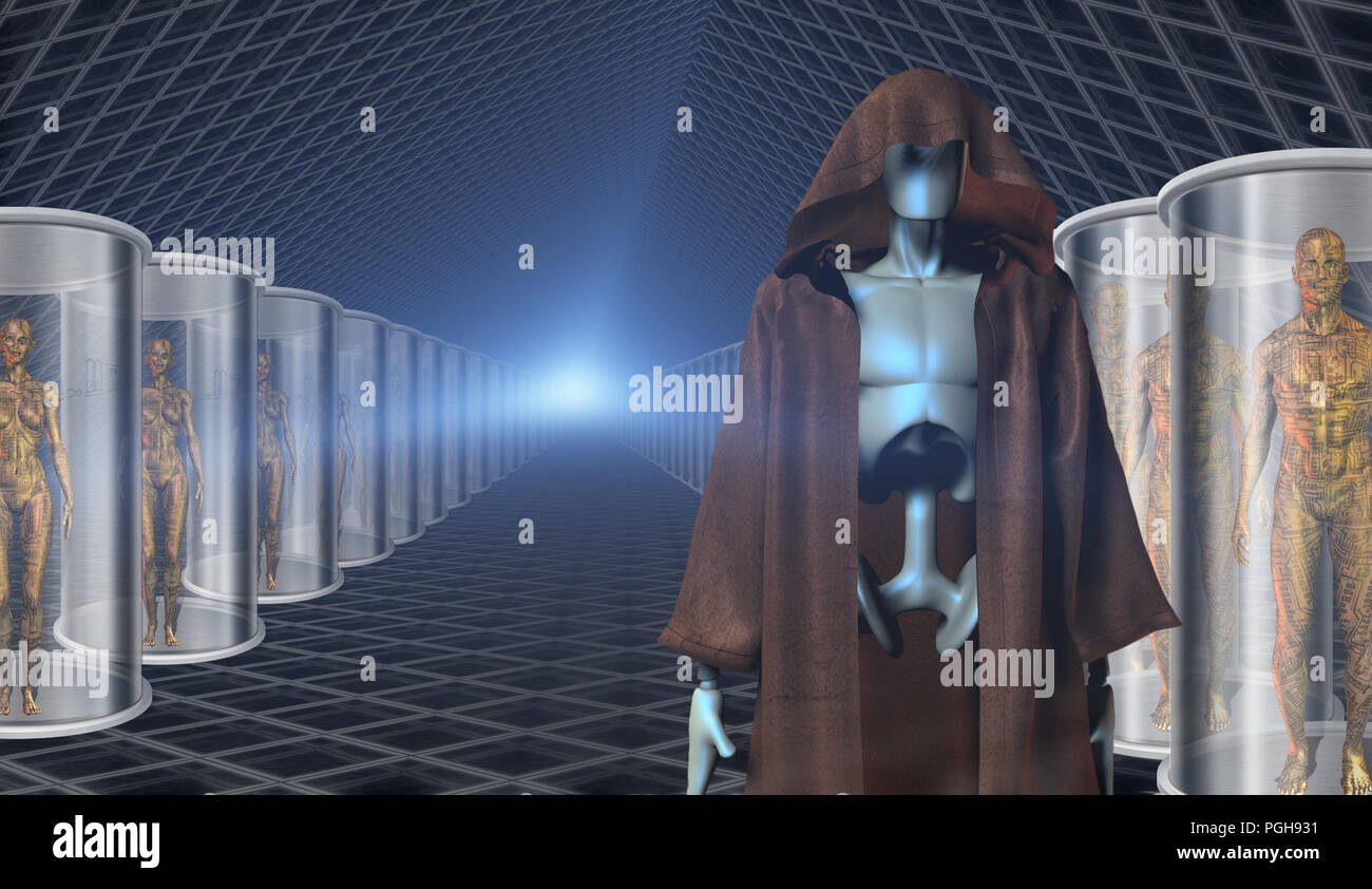 Des clones et leurs gardiens du robot Banque D'Images