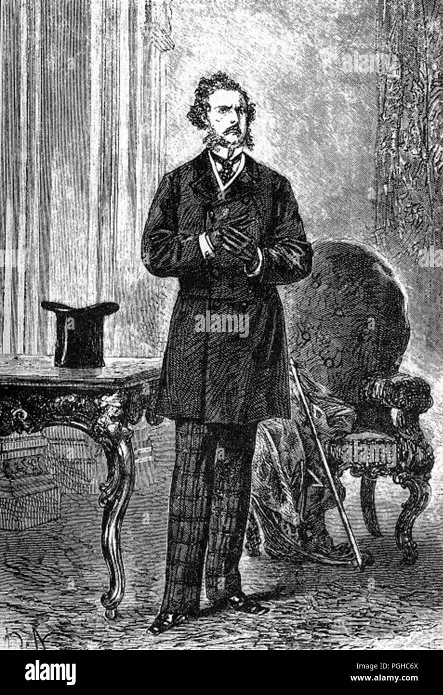 Phileas Fogg par Alphonse de Neuville & Léon Benett, Phileas Fogg est le protagoniste dans le roman de Jules Verne 1873 autour du monde en quatre-vingts jours. Banque D'Images