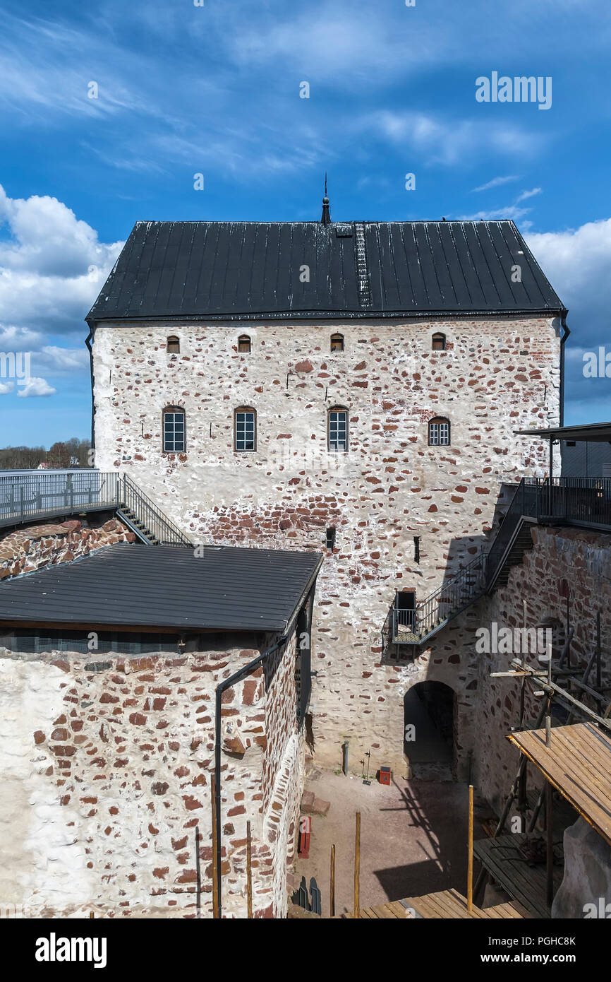 Le Château de Kastelholm est un château médiéval construit-suédois situé à environ 25 km au nord-est de Mariehamn. La Finlande Banque D'Images