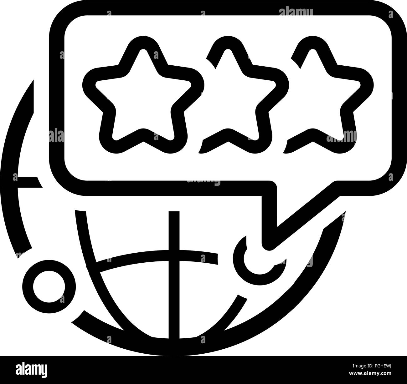 L'icône de la ligne de commentaires des clients mondiaux. Illustration de Vecteur