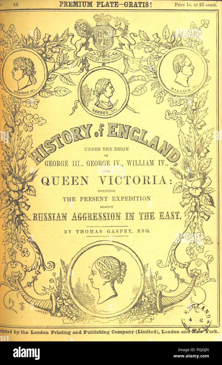 Libre à partir de la page 489 de "l'histoire de l'Angleterre, sous le règne de George III, George IV, William IV et de la reine Victoria (à ... 1852 ; par T. G. a continué, à ... 1859 ... par H. Tyrrell)' . Banque D'Images