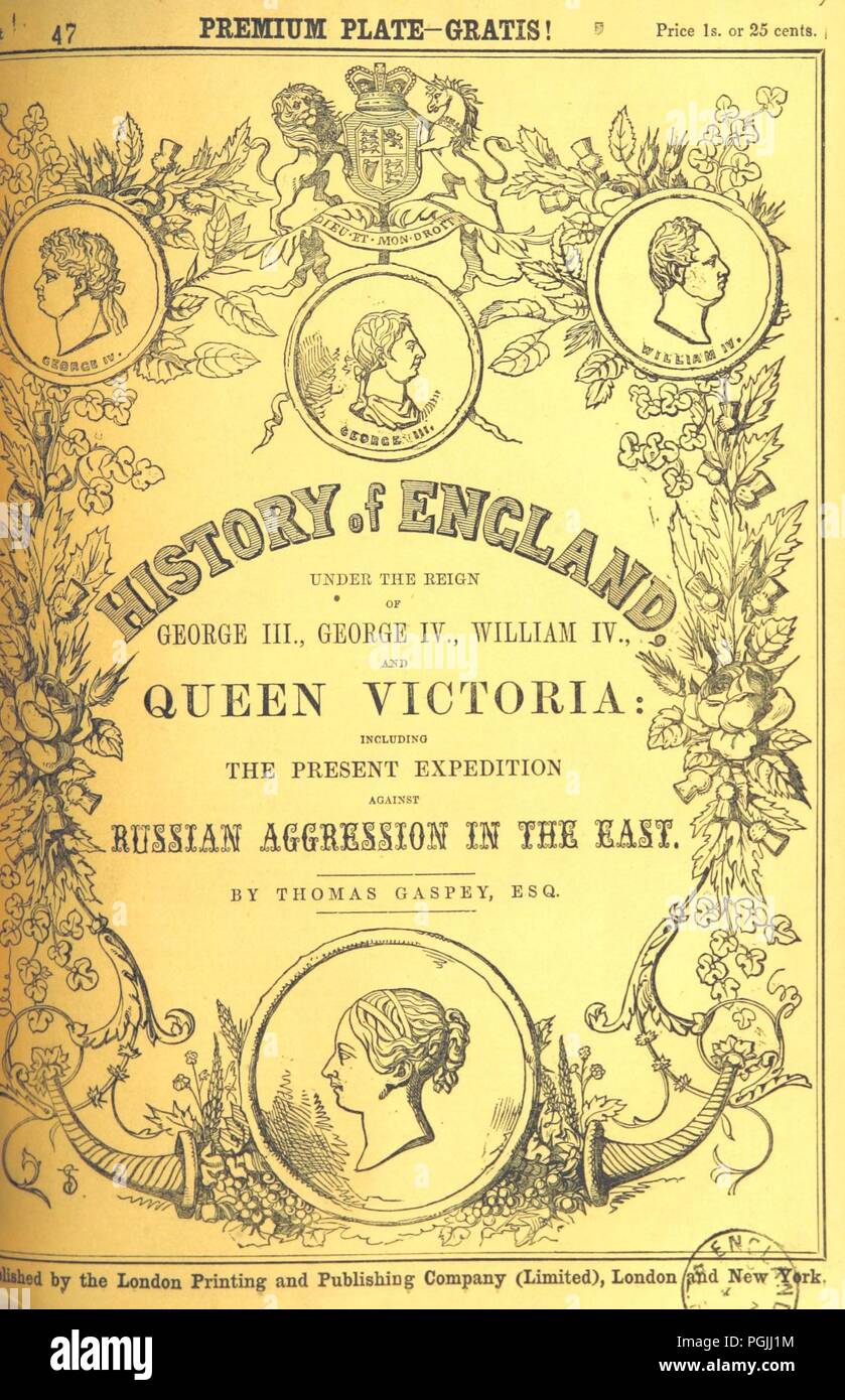 Libre à partir de la page 545 de "l'histoire de l'Angleterre, sous le règne de George III, George IV, William IV et de la reine Victoria (à ... 1852 ; par T. G. a continué, à ... 1859 ... par H. Tyrrell)' . Banque D'Images