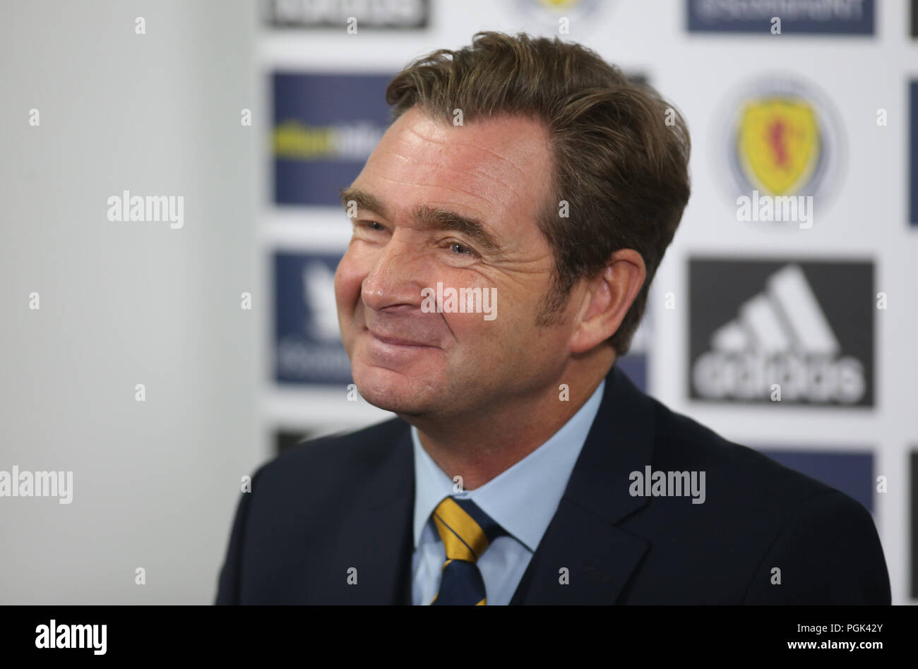 Hampden Park, Glasgow, Royaume-Uni. Août 27, 2018. L'Ecosse l'équipe de football International Conférence de presse ; l'Ecosse à l'entraîneur de l'équipe assistant International Peter Grant parle aux médias au sujet de son équipe : Action Crédit Plus Sport/Alamy Live News Banque D'Images