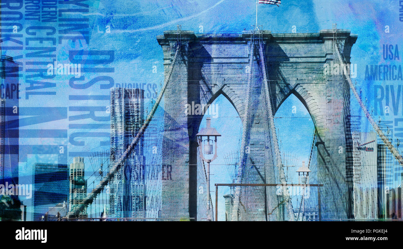 L'Art Moderne de New York Pont de Brooklyn. Banque D'Images