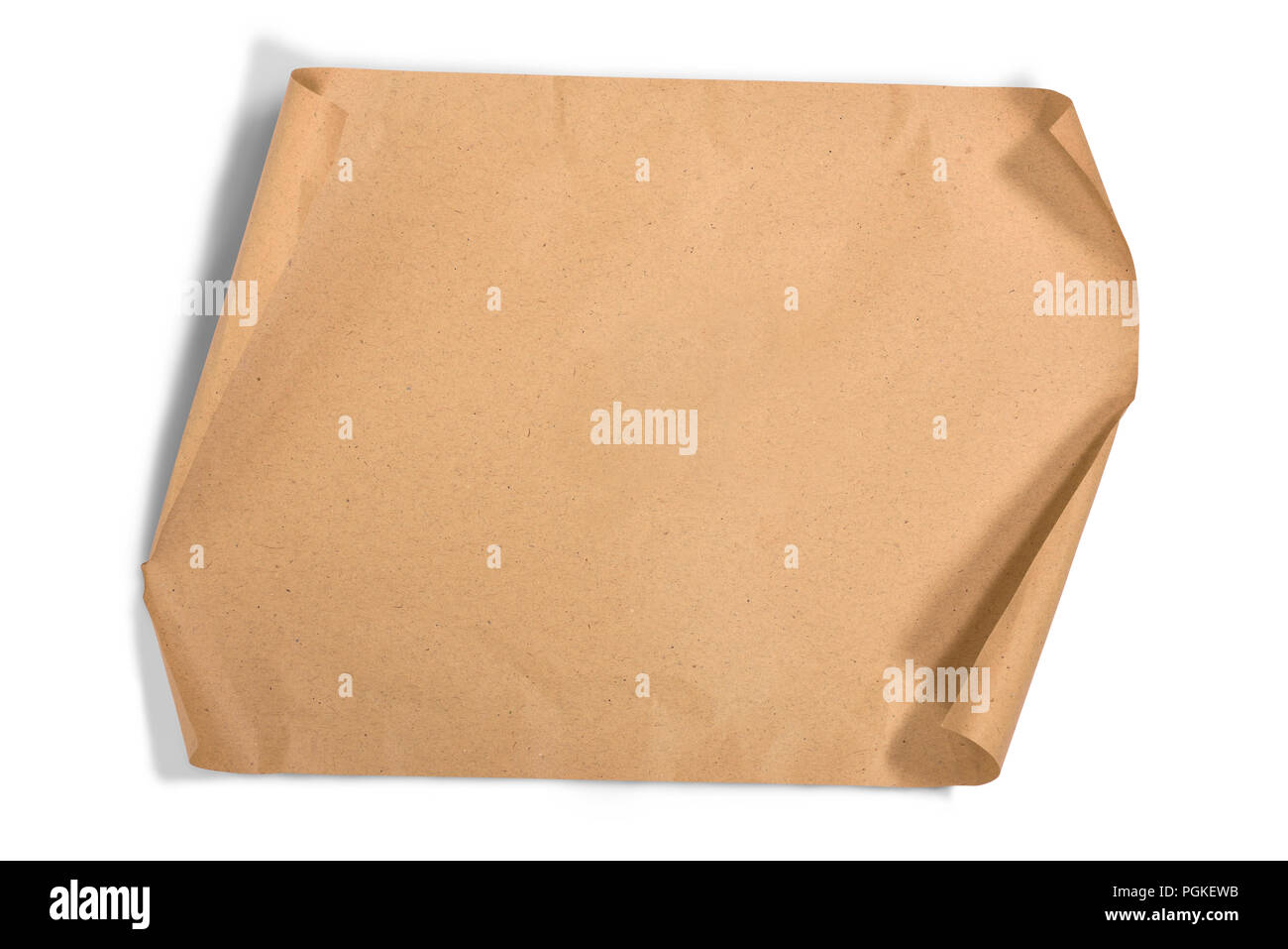 Déroulez morceau brown paper isolated over white background Banque D'Images
