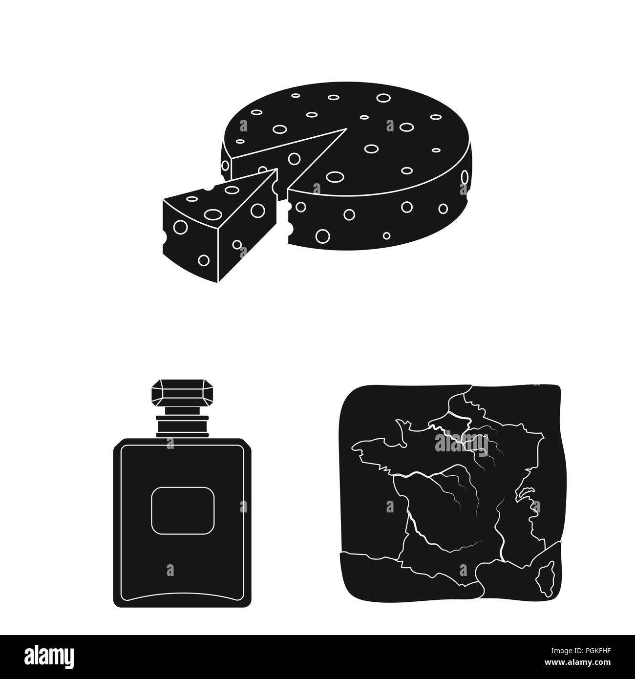 Pays France icônes noires dans set collection pour la conception. La France et monument symbole vecteur illustration de stock. Illustration de Vecteur