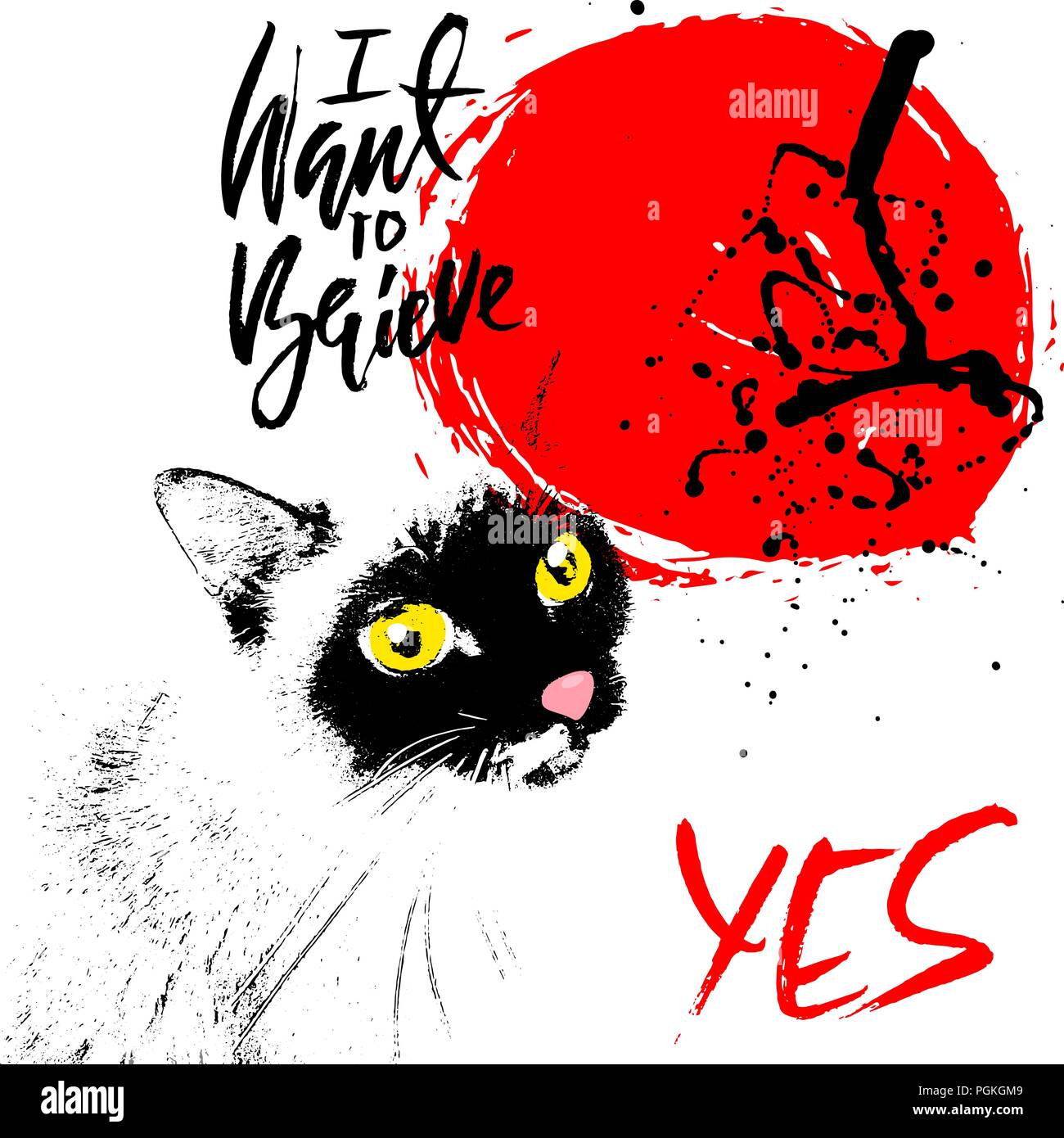 Abstract typographie bannière avec cat. Modèle de conception de lettrage. Vector illustration. Illustration de Vecteur
