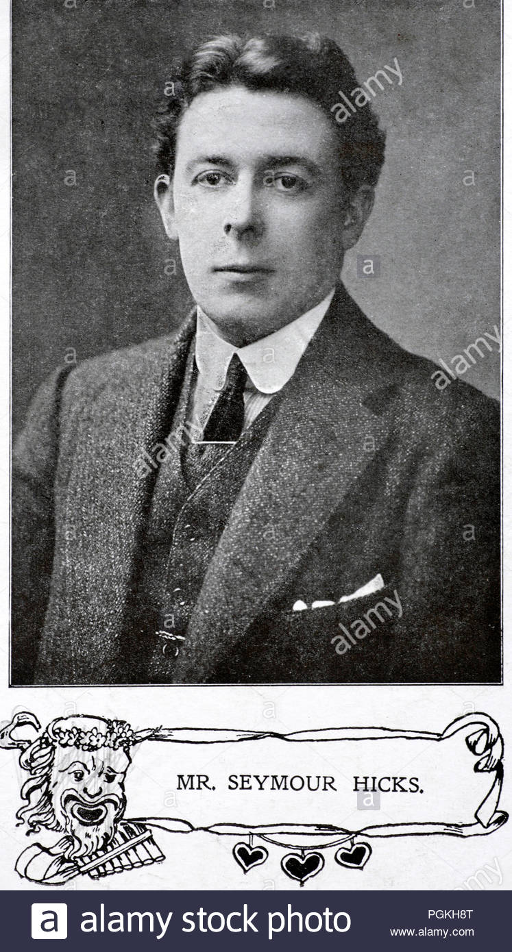 Sir Edward Seymour Hicks portrait 1871 - 1949, mieux connu sous le nom de Seymour Hicks, était un acteur britannique, de musique de l'interprète, dramaturge, scénariste, acteur et producteur-manager. Il est devenu connu, au début de sa carrière, pour l'écriture, avec à la production et de la comédie musicale de style édouardien, souvent en collaboration avec sa célèbre épouse, Terriss Ellaline, vintage real photo carte postale de 1904 Banque D'Images