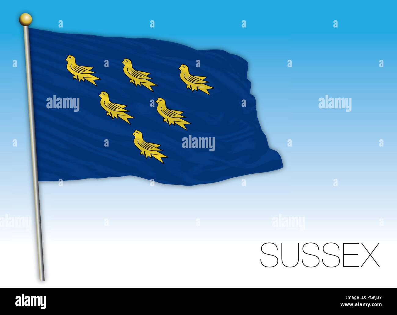 Drapeau régional de Sussex, Royaume-Uni, vector illustration Illustration de Vecteur