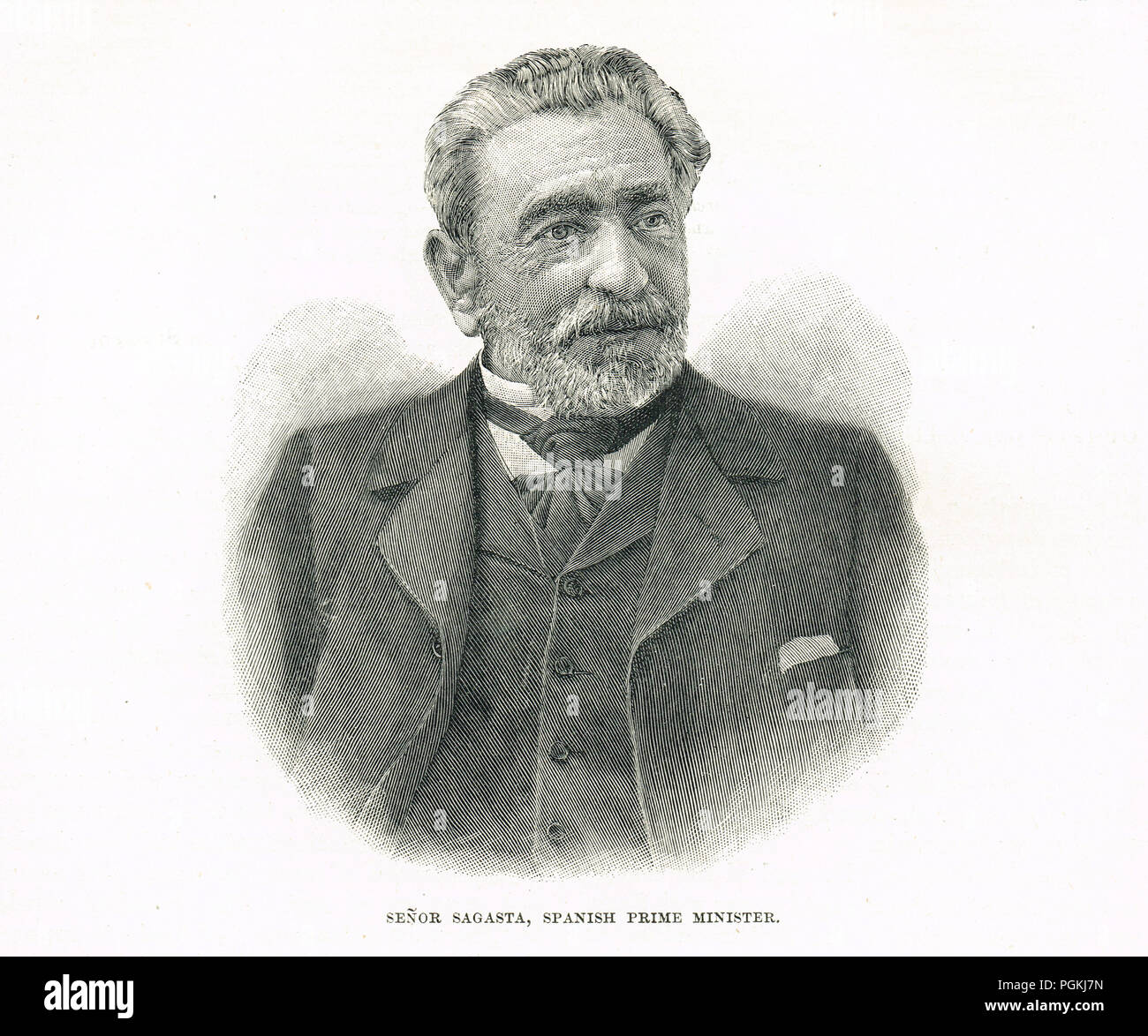 Mariano PRÁXEDES MATEO Sagasta y escolar, Premier Ministre d'Espagne au cours de la guerre hispano-américaine de 1898, période durant laquelle l'Espagne a perdu ses colonies restantes Banque D'Images